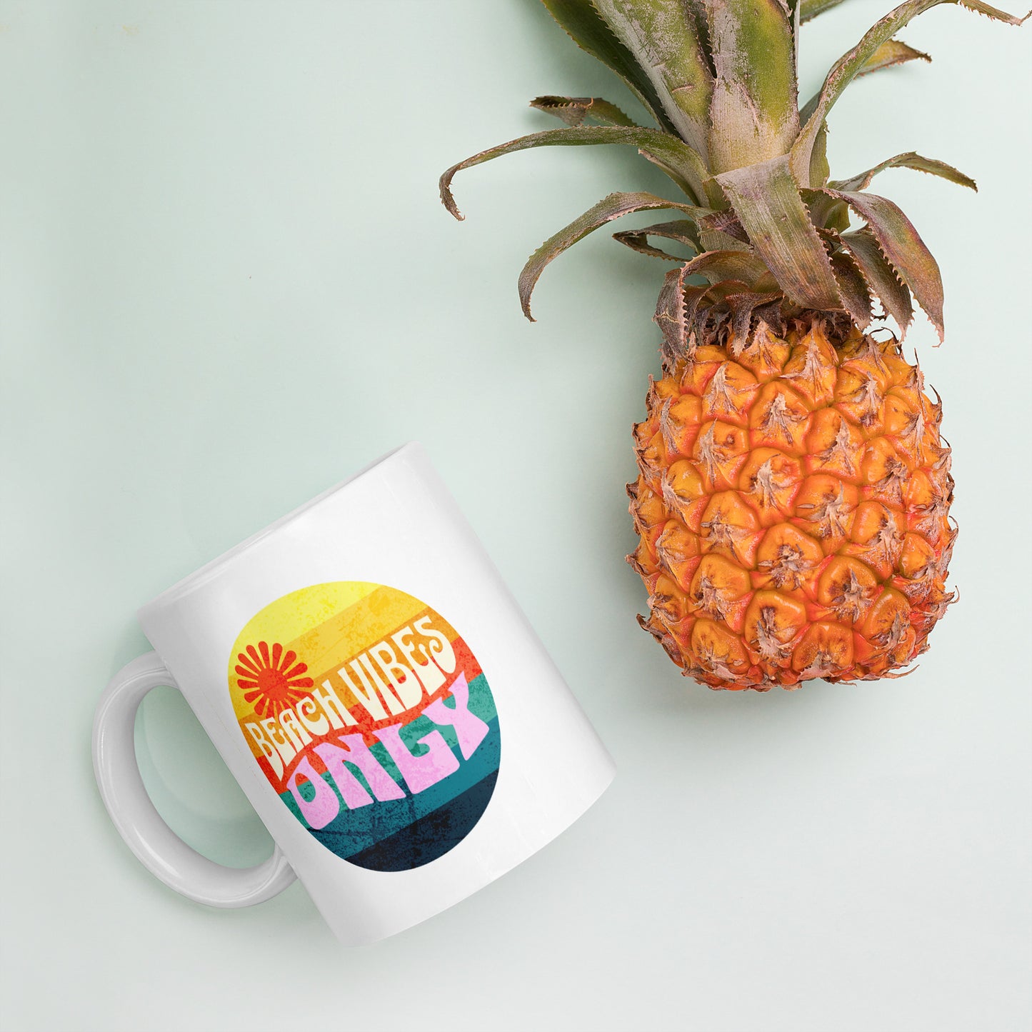Beach Vibes Only White glossy mug