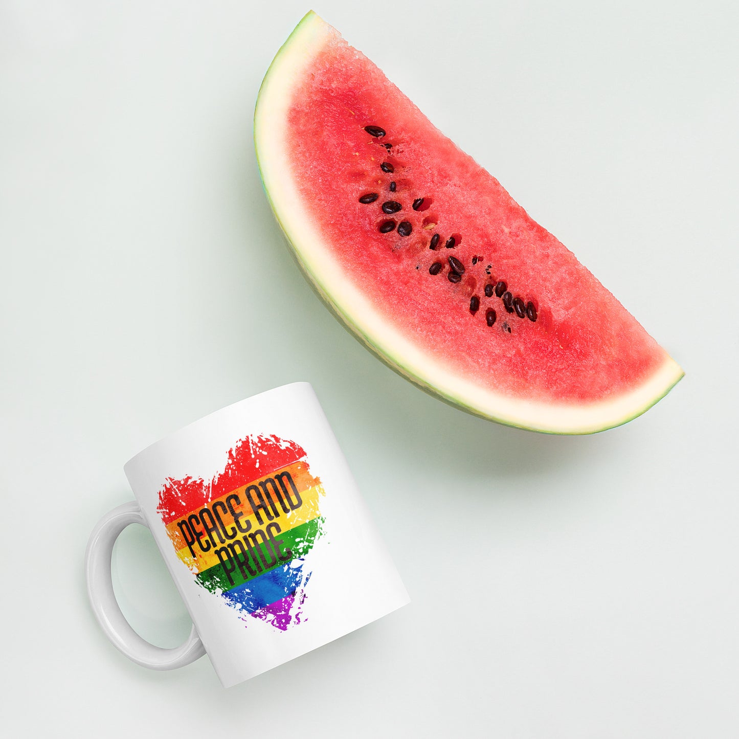 Peace And Pride - White glossy mug
