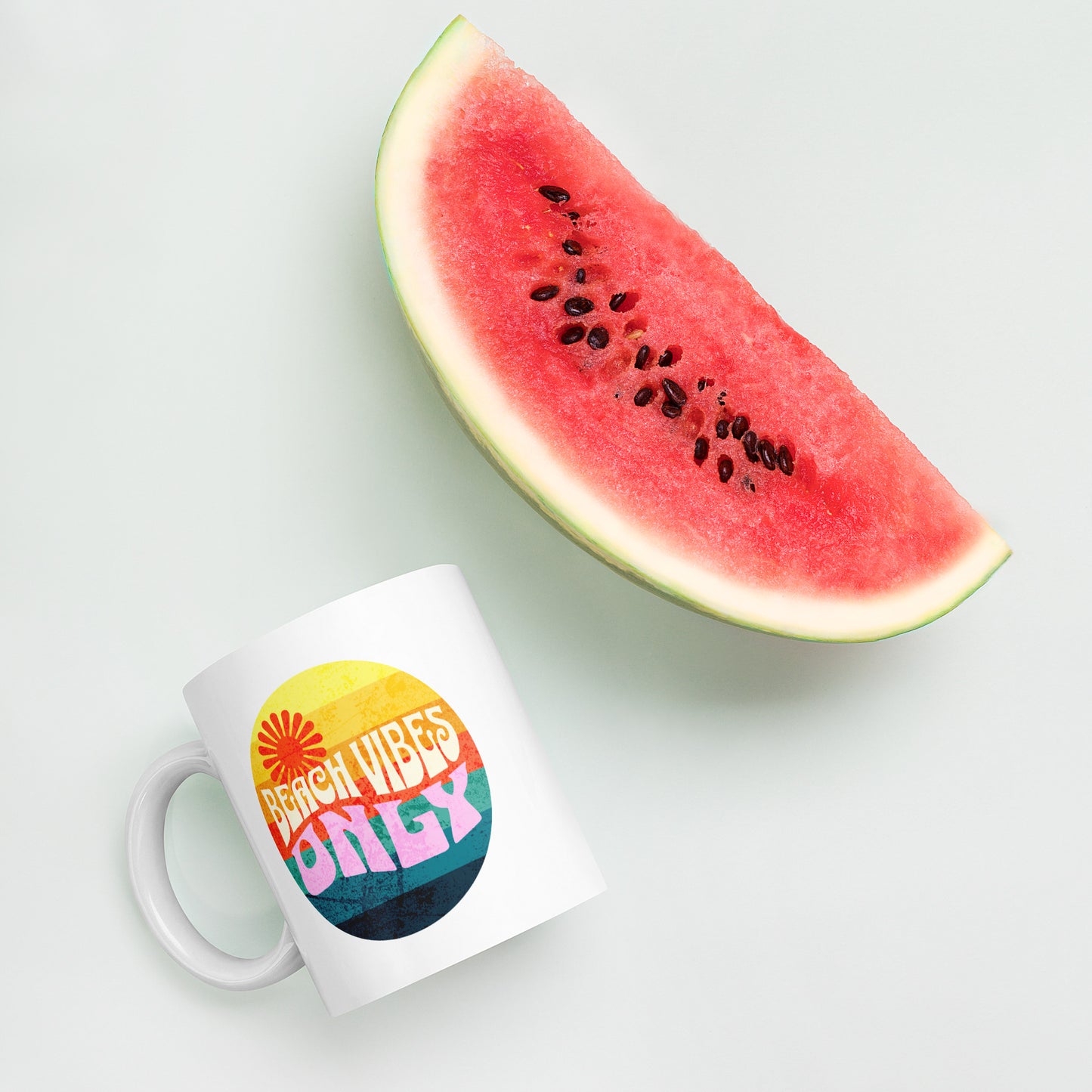 Beach Vibes Only White glossy mug