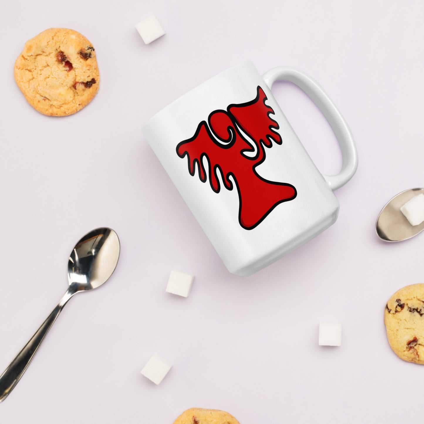 Archangel Uriel Abstract Design White glossy mug