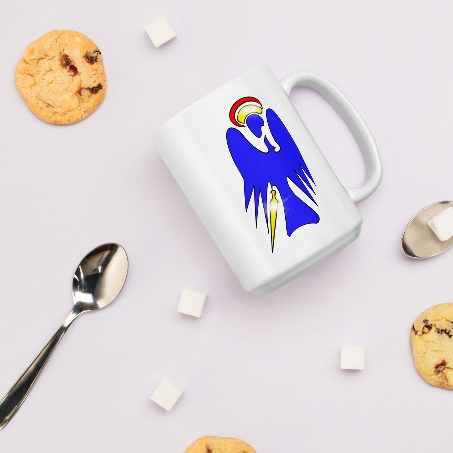 The Archangel Michael - Abstract Design White glossy mug