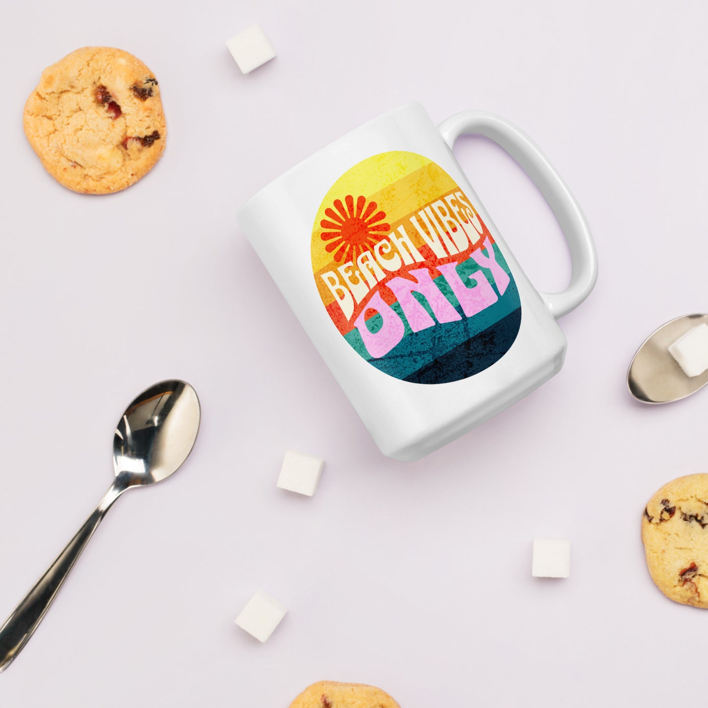 Beach Vibes Only White glossy mug