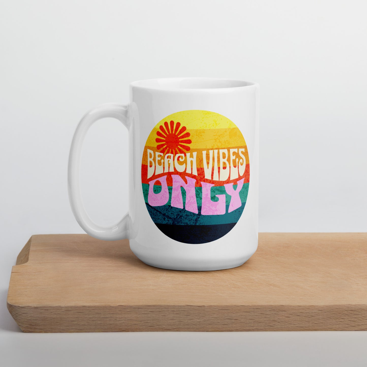 Beach Vibes Only White glossy mug