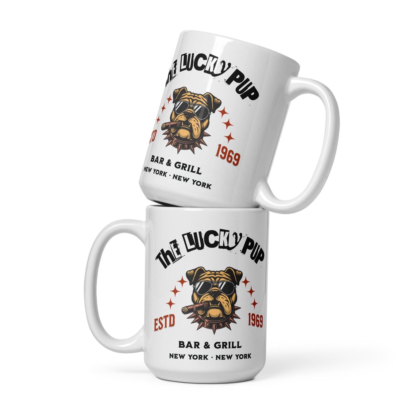 The Lucky Pup Bar & Grill White glossy mug