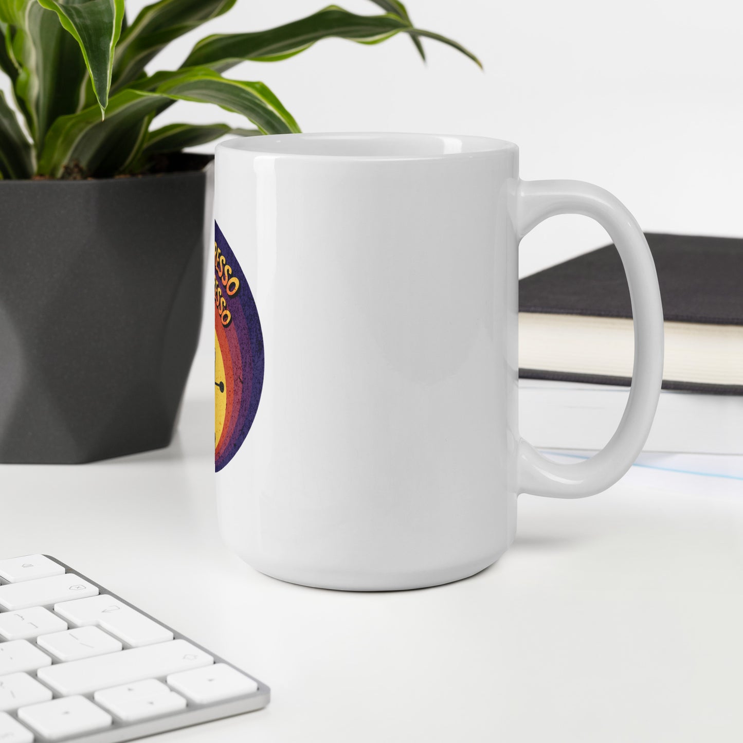 More Espresso Less Depresso White glossy mug