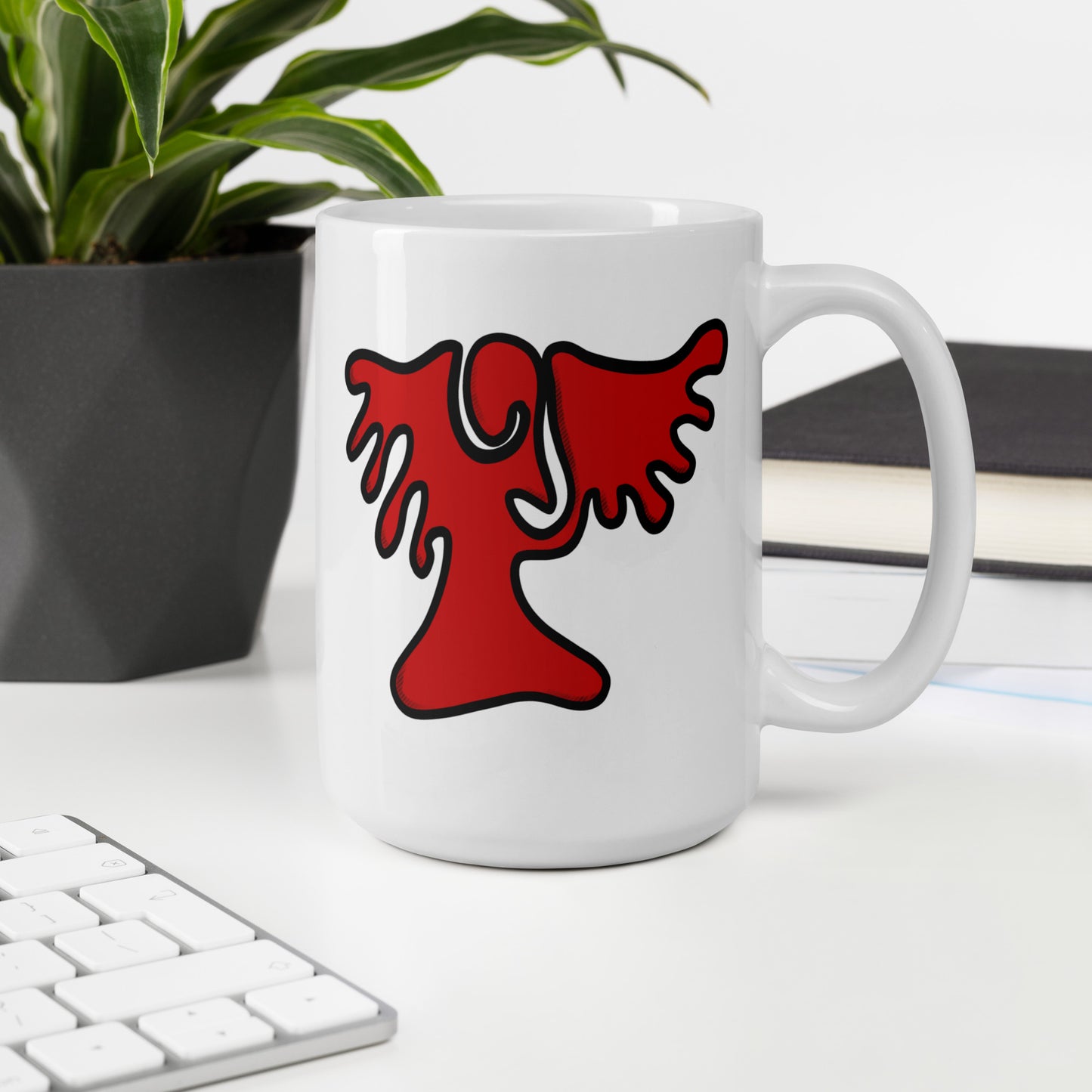 Archangel Uriel Abstract Design White glossy mug