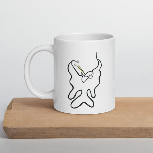 Abstract Archangel Gabriel design White glossy mug