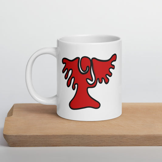 Archangel Uriel Abstract Design White glossy mug