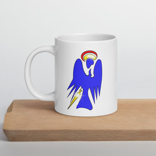 The Archangel Michael - Abstract Design White glossy mug
