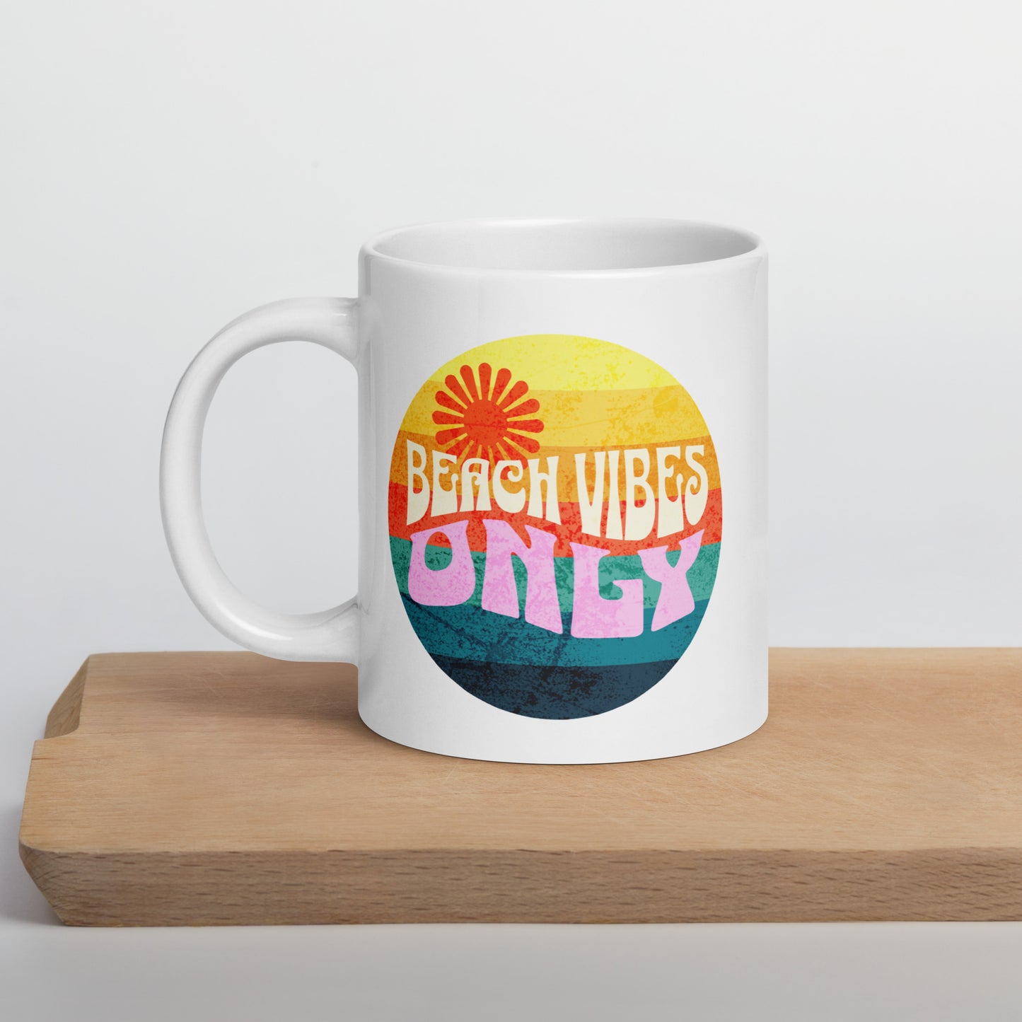 Beach Vibes Only White glossy mug