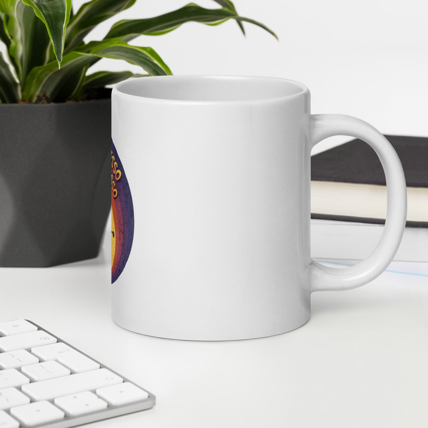 More Espresso Less Depresso White glossy mug