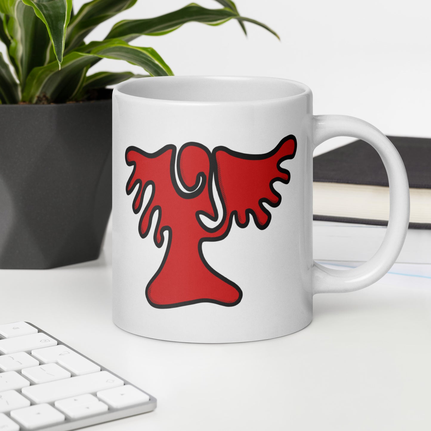 Archangel Uriel Abstract Design White glossy mug