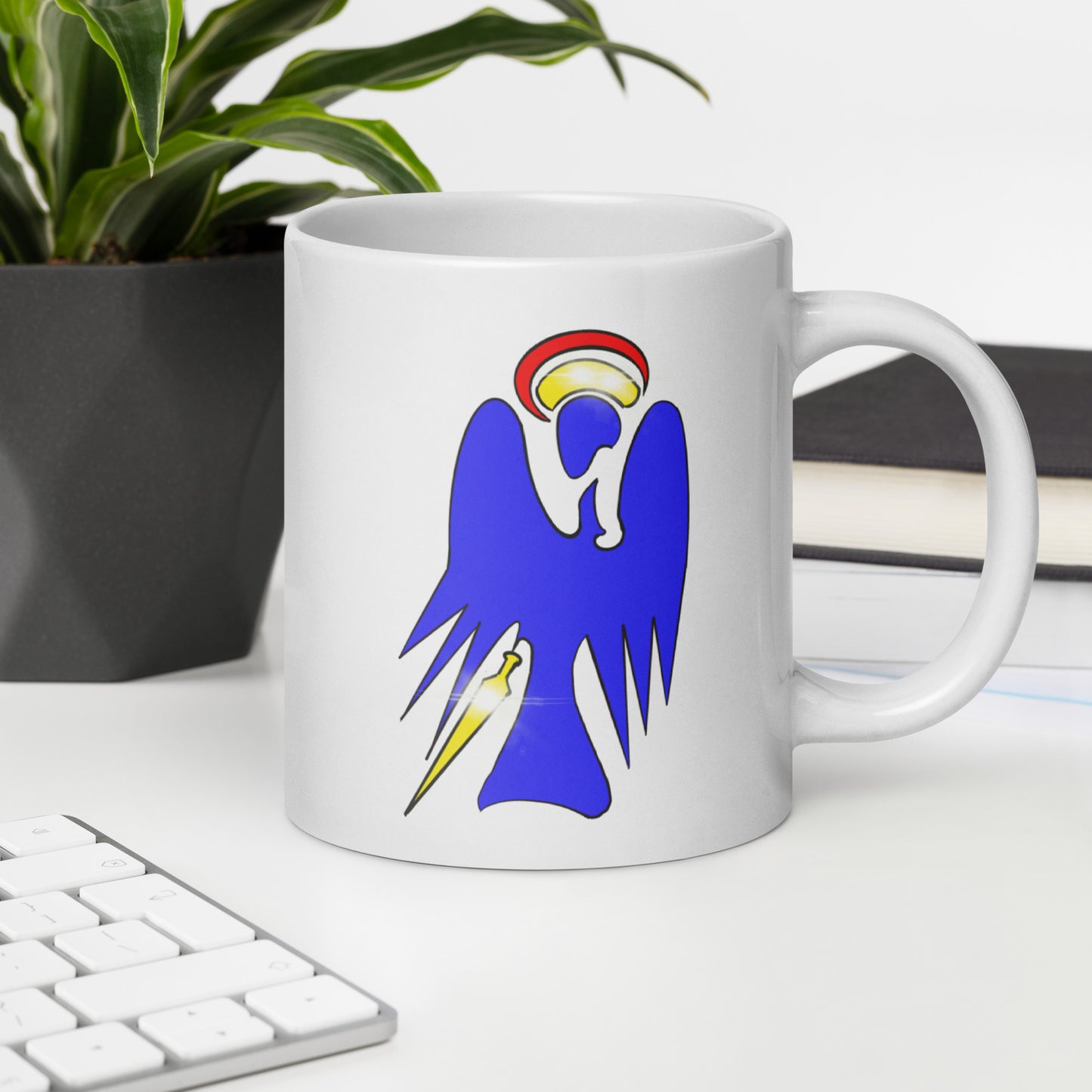 The Archangel Michael - Abstract Design White glossy mug
