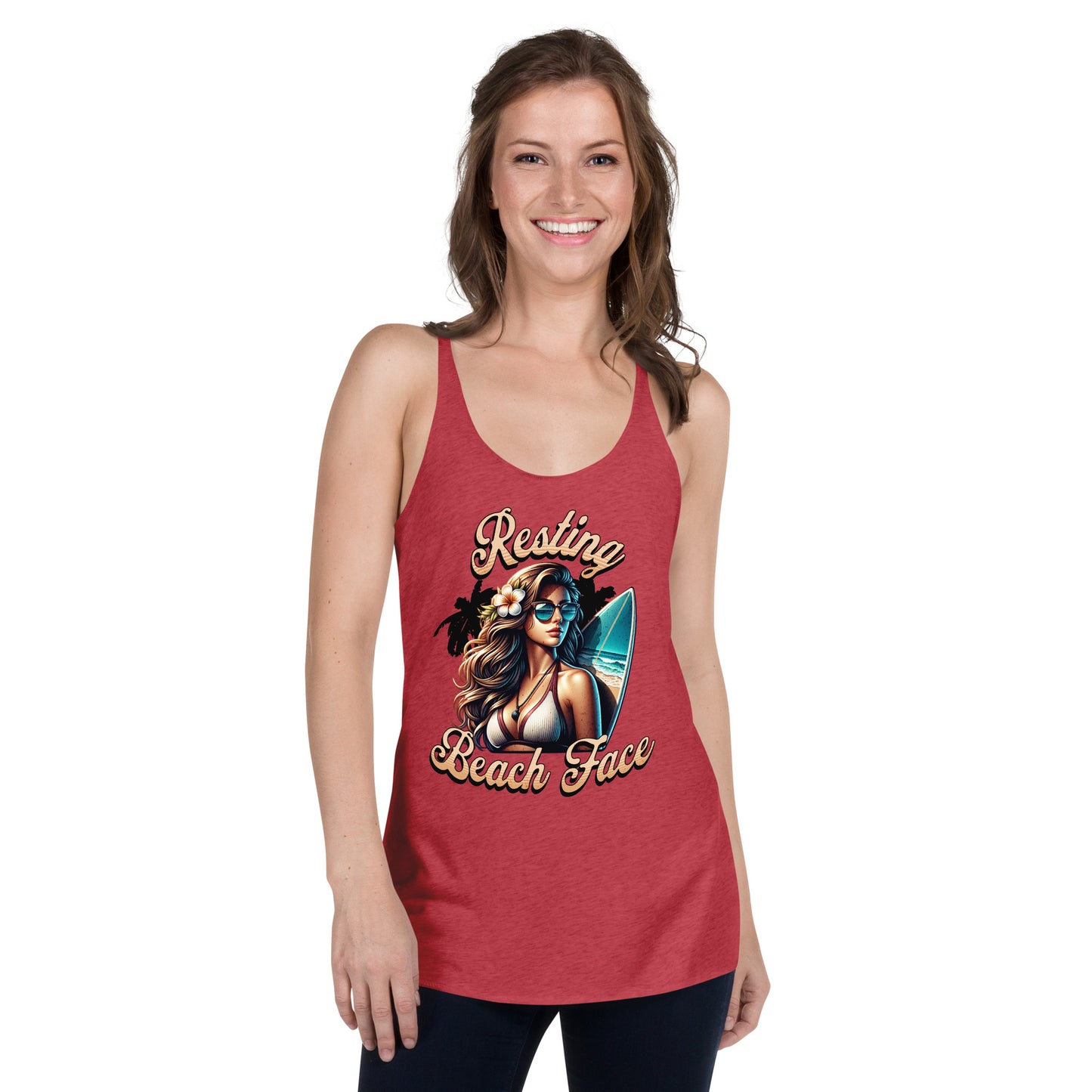 Resting Beach Face Women's Racerback Tank