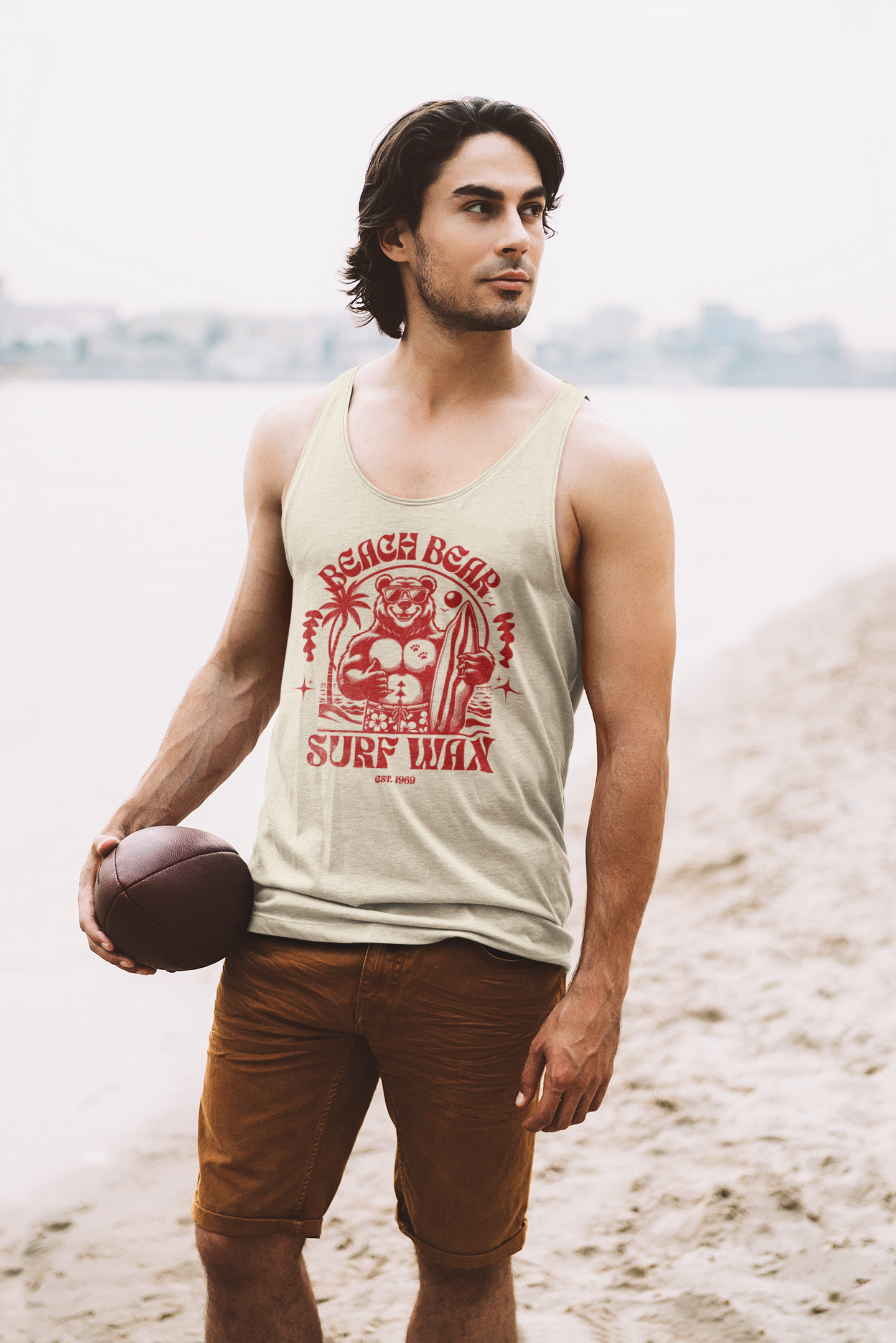 Beach Bear Surf Wax - red letters Men's Tank Top