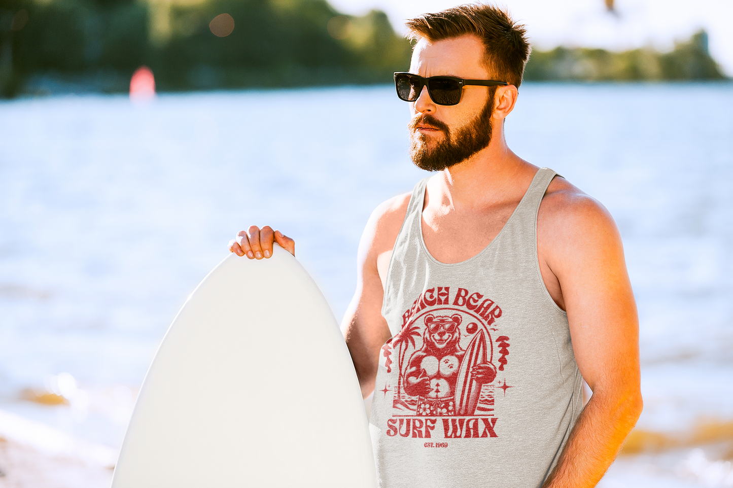 Beach Bear Surf Wax - red letters Men's Tank Top