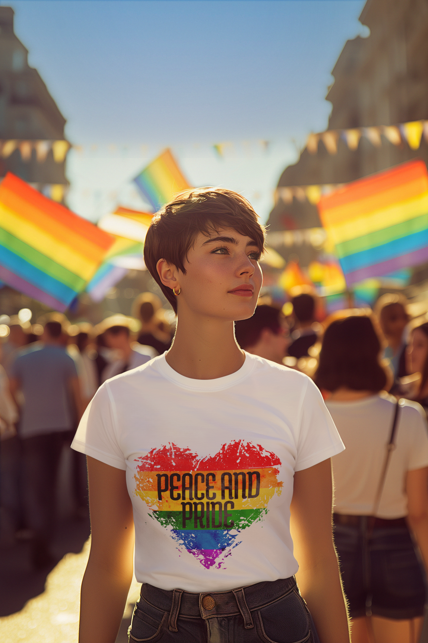Peace And Pride: Rainbow Heart Women's short sleeve t-shirt