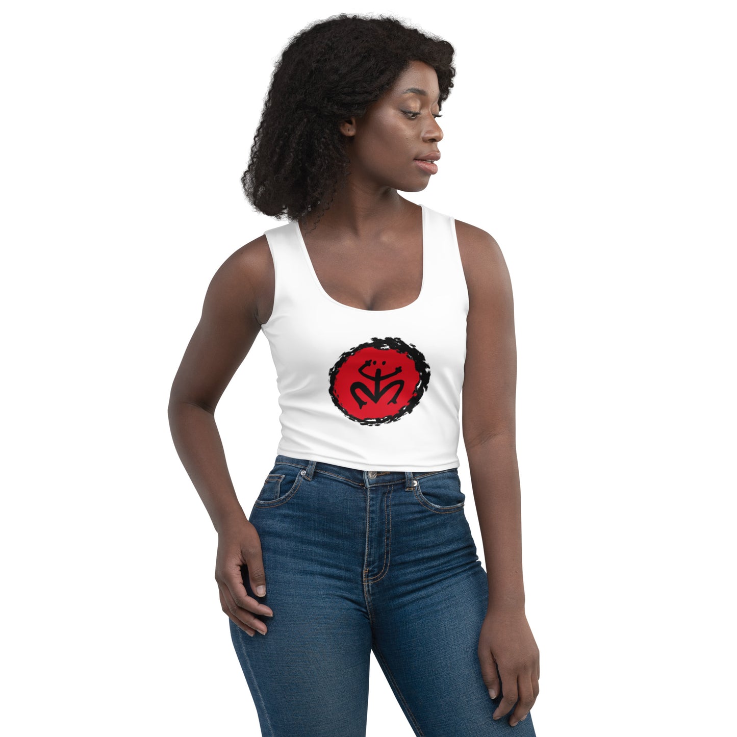 Taino Coqui Symbol In Circle Of Enlightenment Crop Top