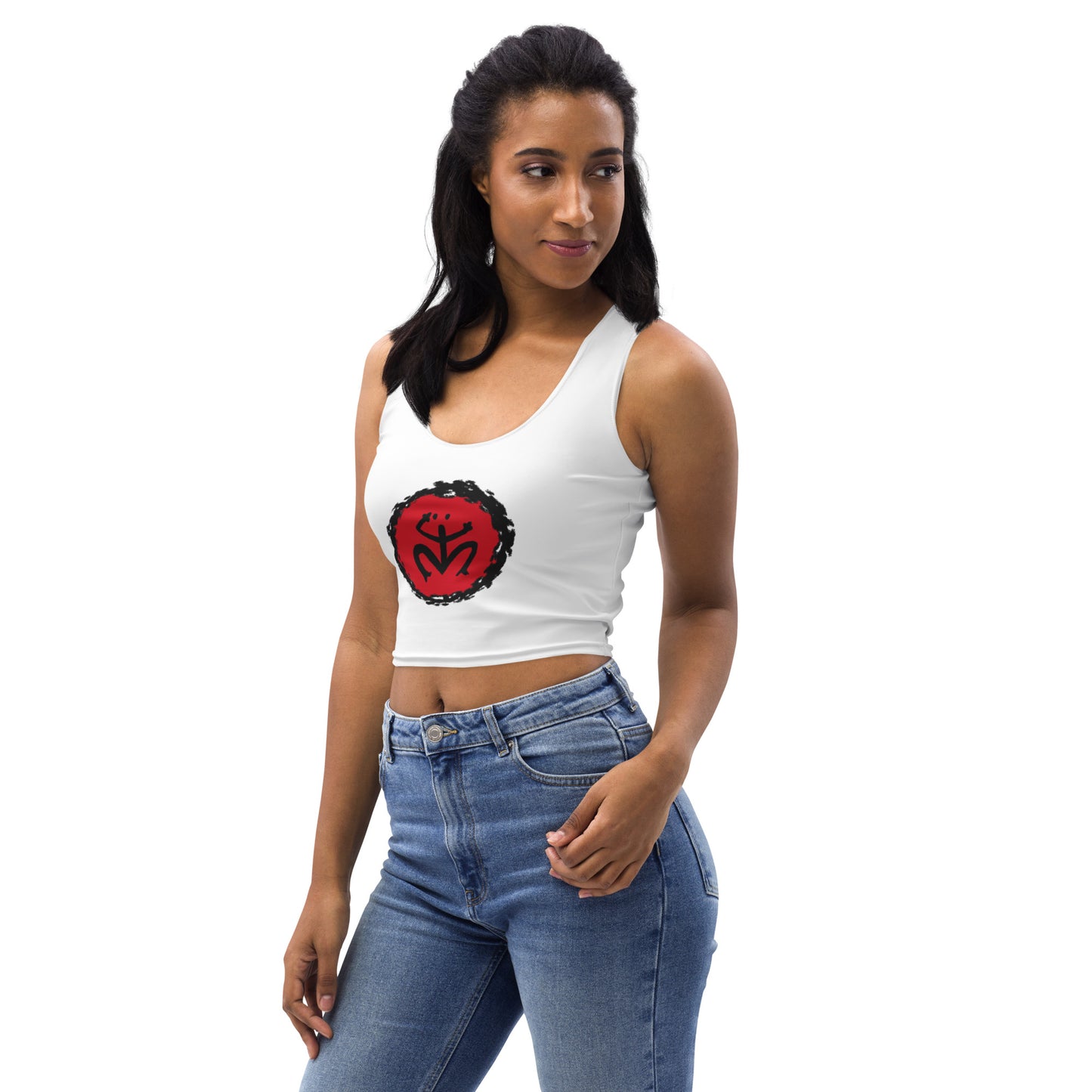 Taino Coqui Symbol In Circle Of Enlightenment Crop Top