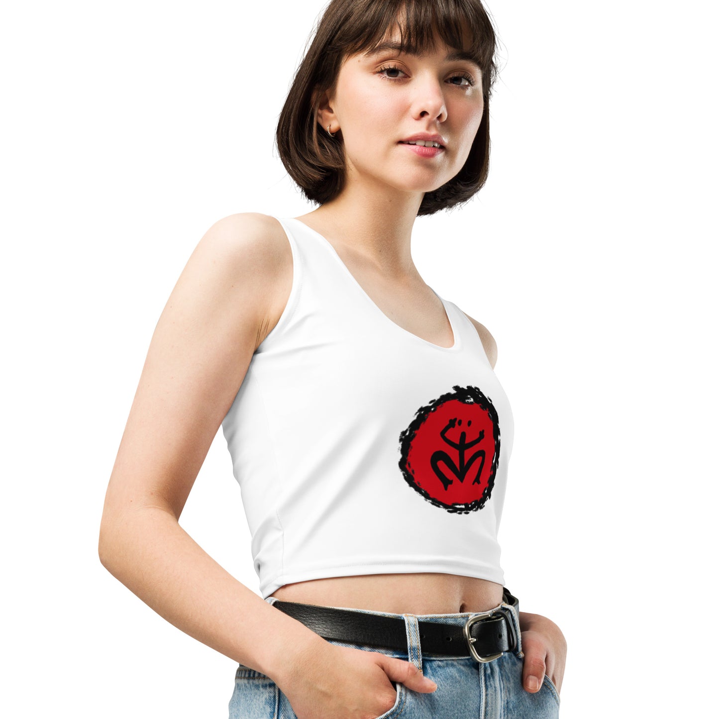 Taino Coqui Symbol In Circle Of Enlightenment Crop Top