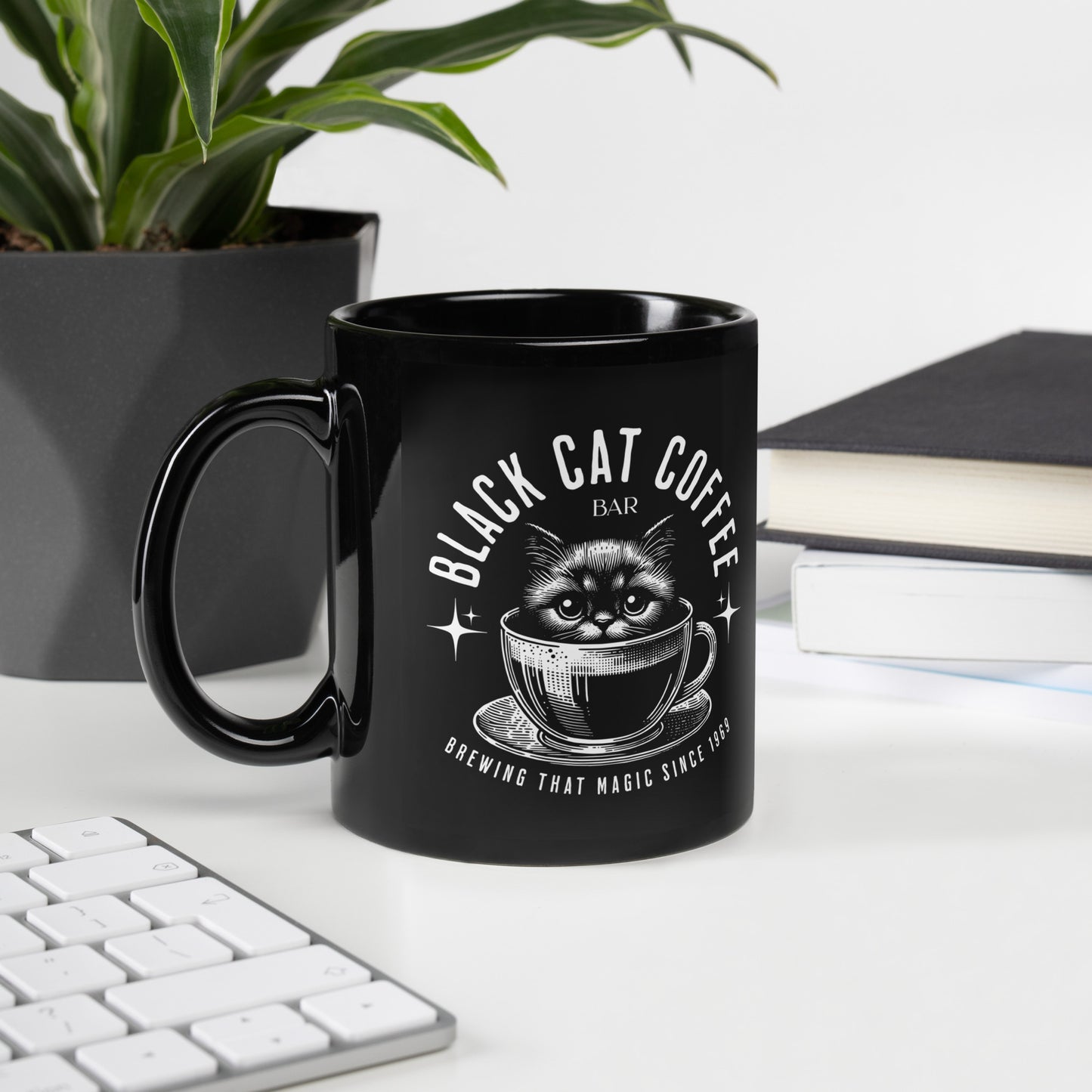 Black Cat Coffee Bar - Black Glossy Mug