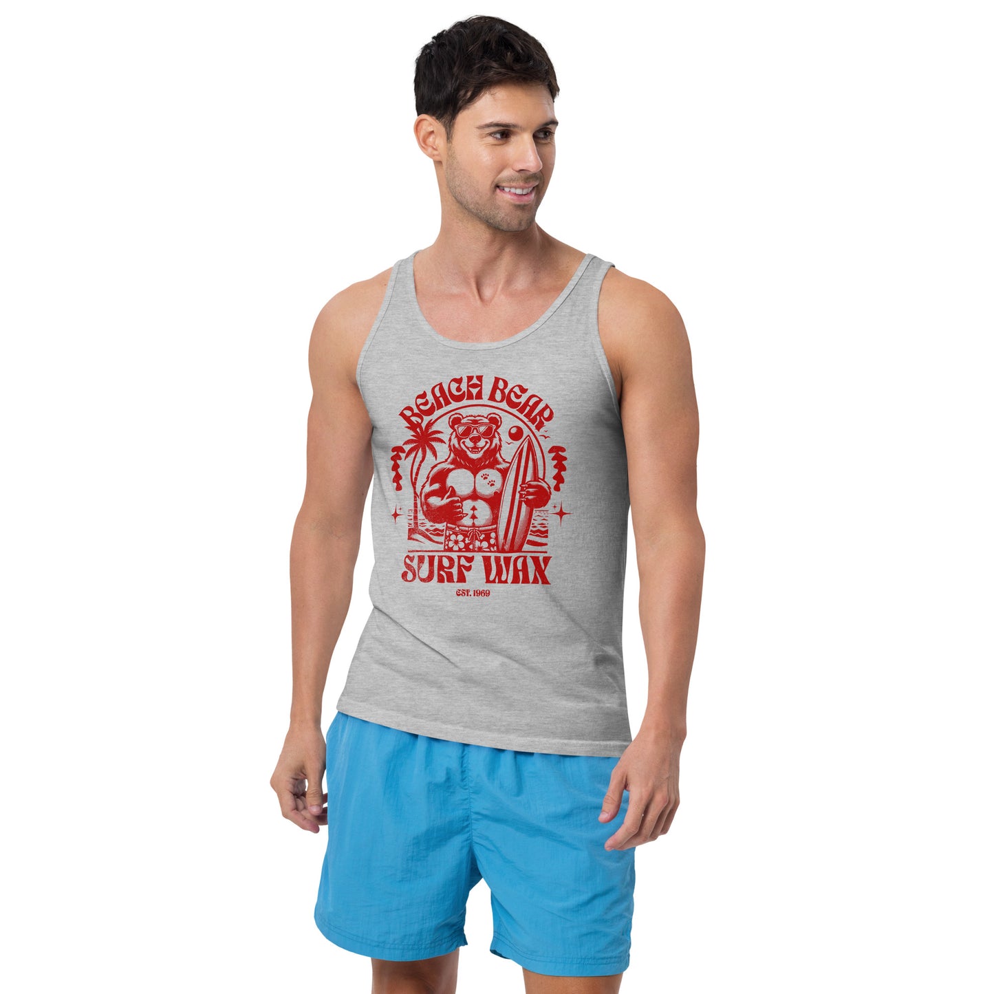 Beach Bear Surf Wax - red letters Men's Tank Top