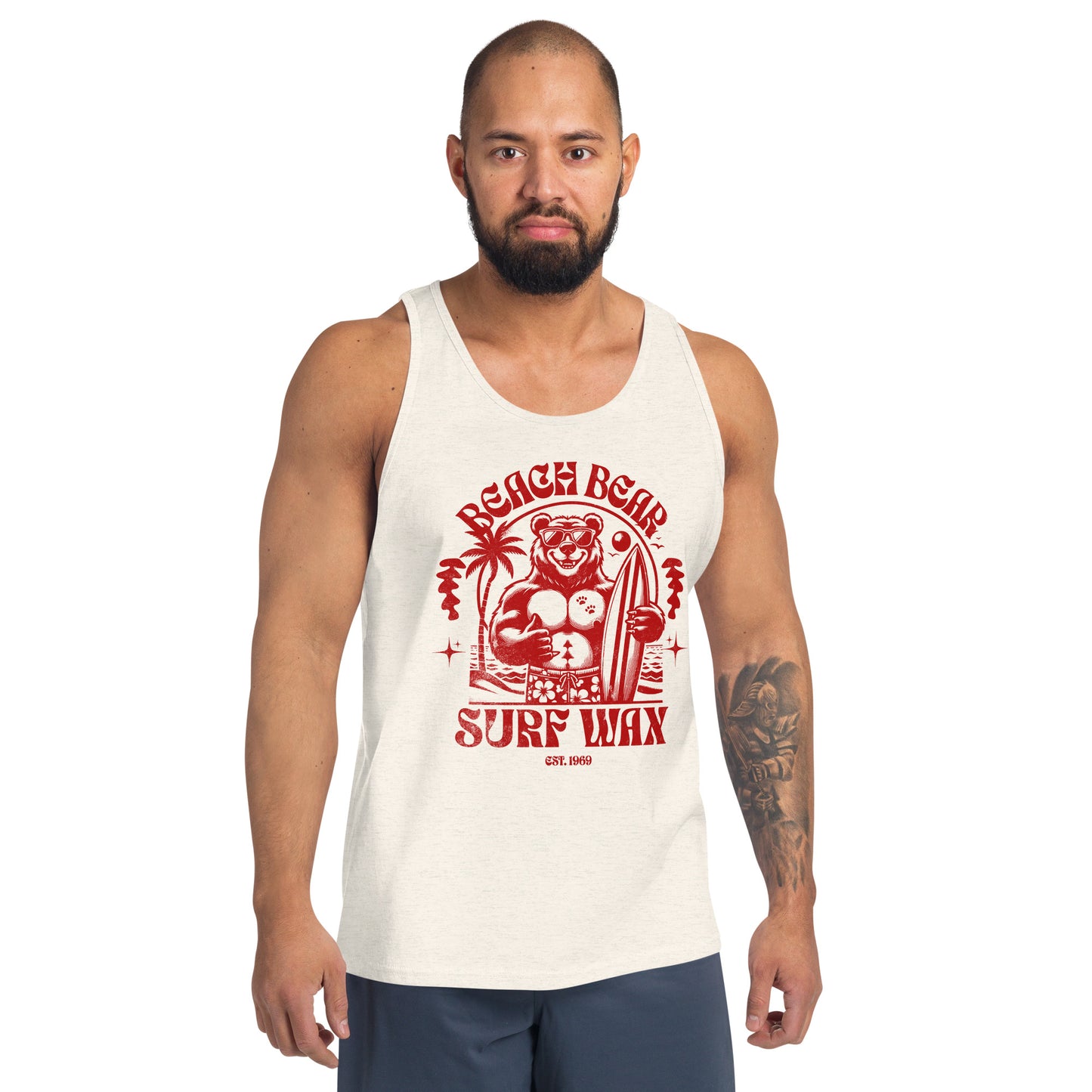 Beach Bear Surf Wax - red letters Men's Tank Top