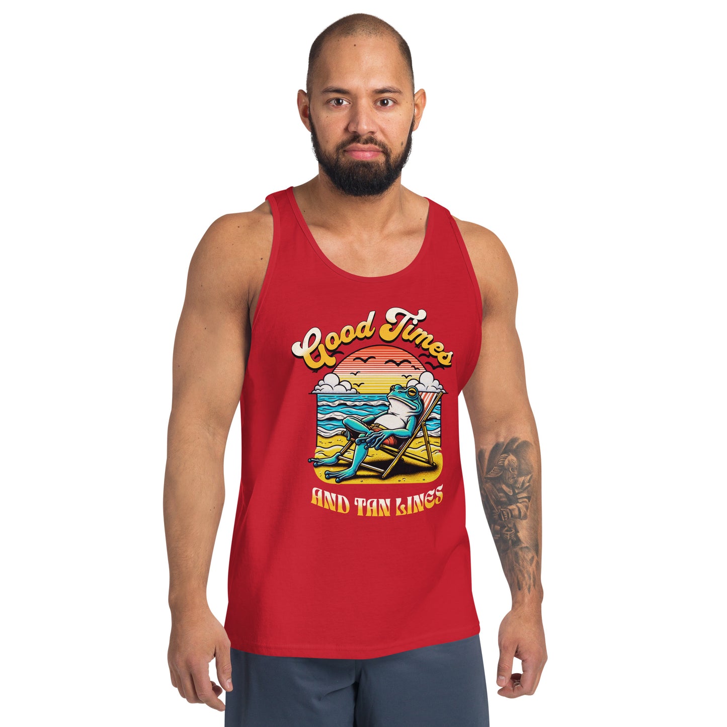Good Times And Tan Lines - Sunning Frog Men's Tank Top