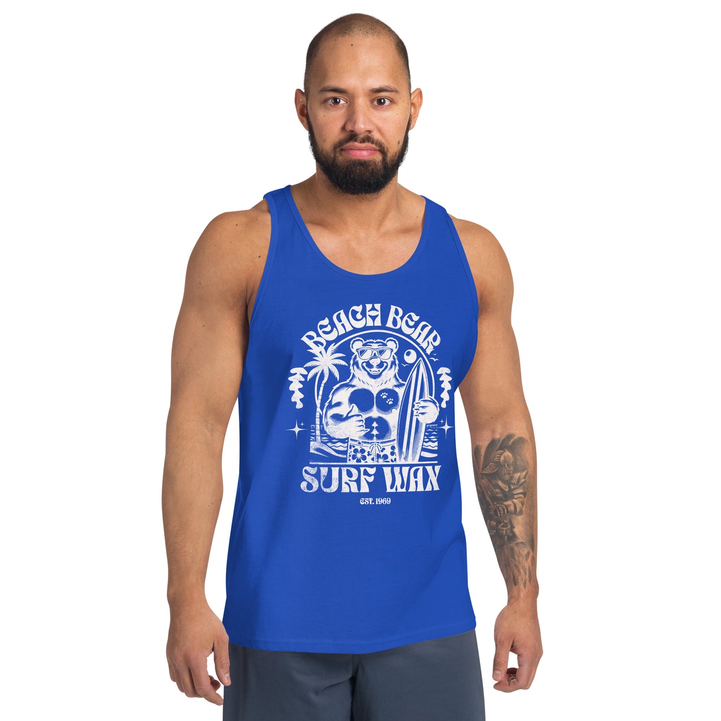 Beach Bear Surf Wax - white letters Men's Tank Top