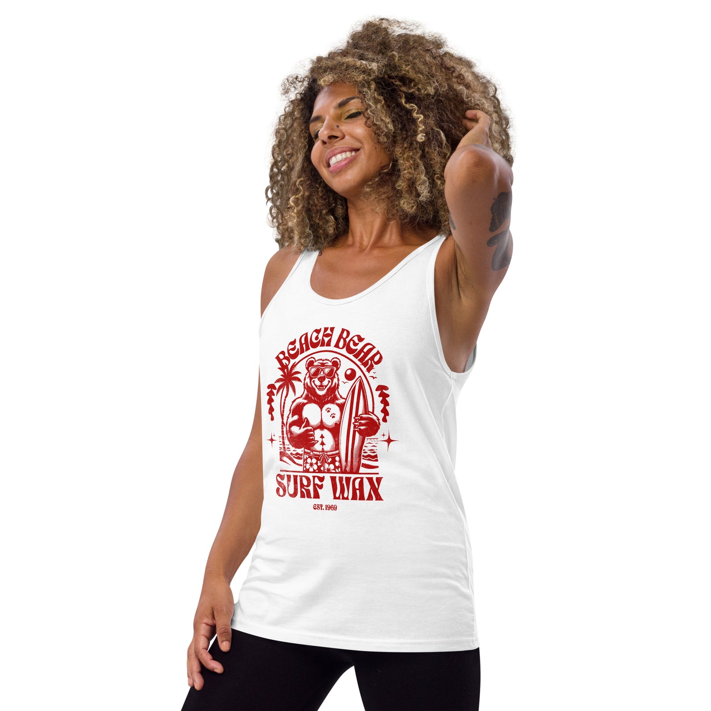 Beach Bear Surf Wax - red letters Men's Tank Top
