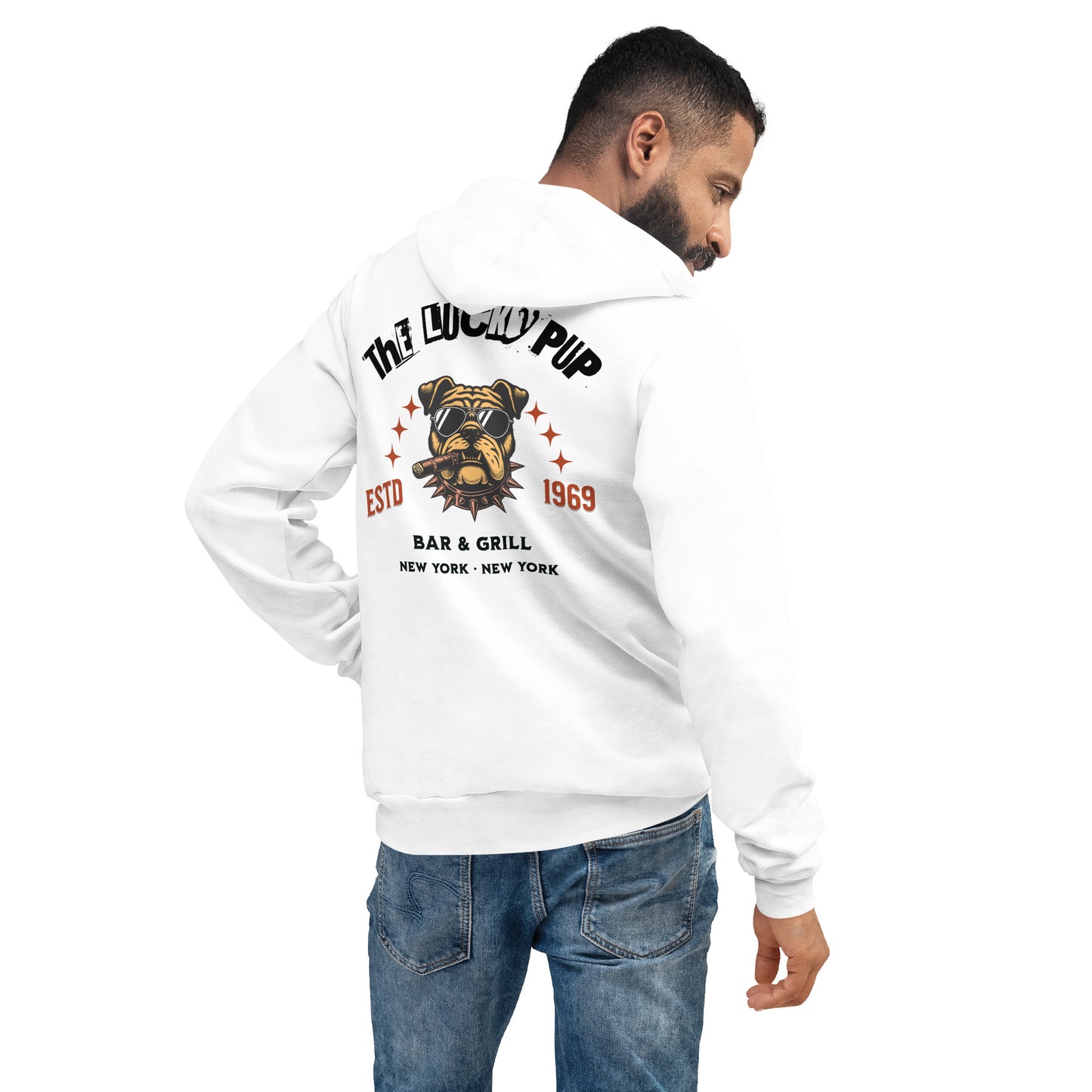 The Lucky Pup Bar And Grill Unisex hoodie (white)