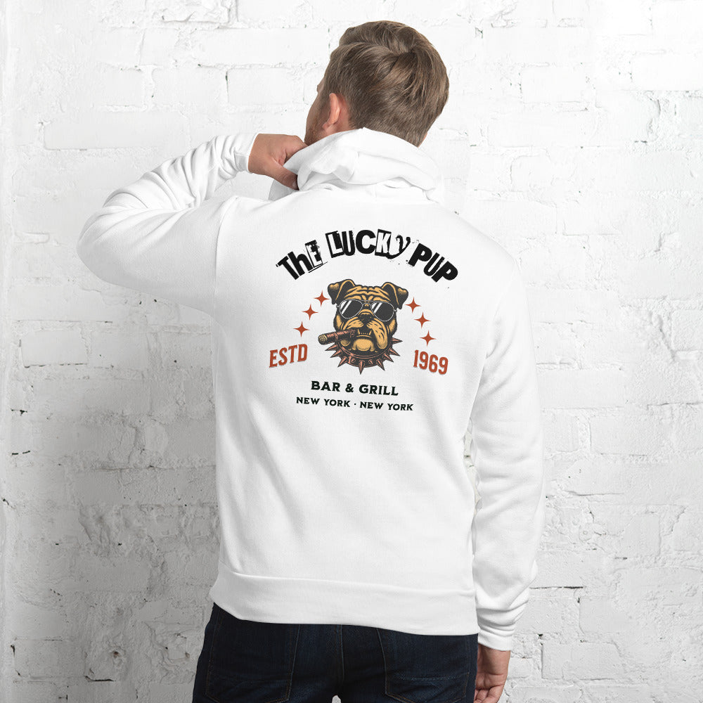 The Lucky Pup Bar And Grill Unisex hoodie (white)