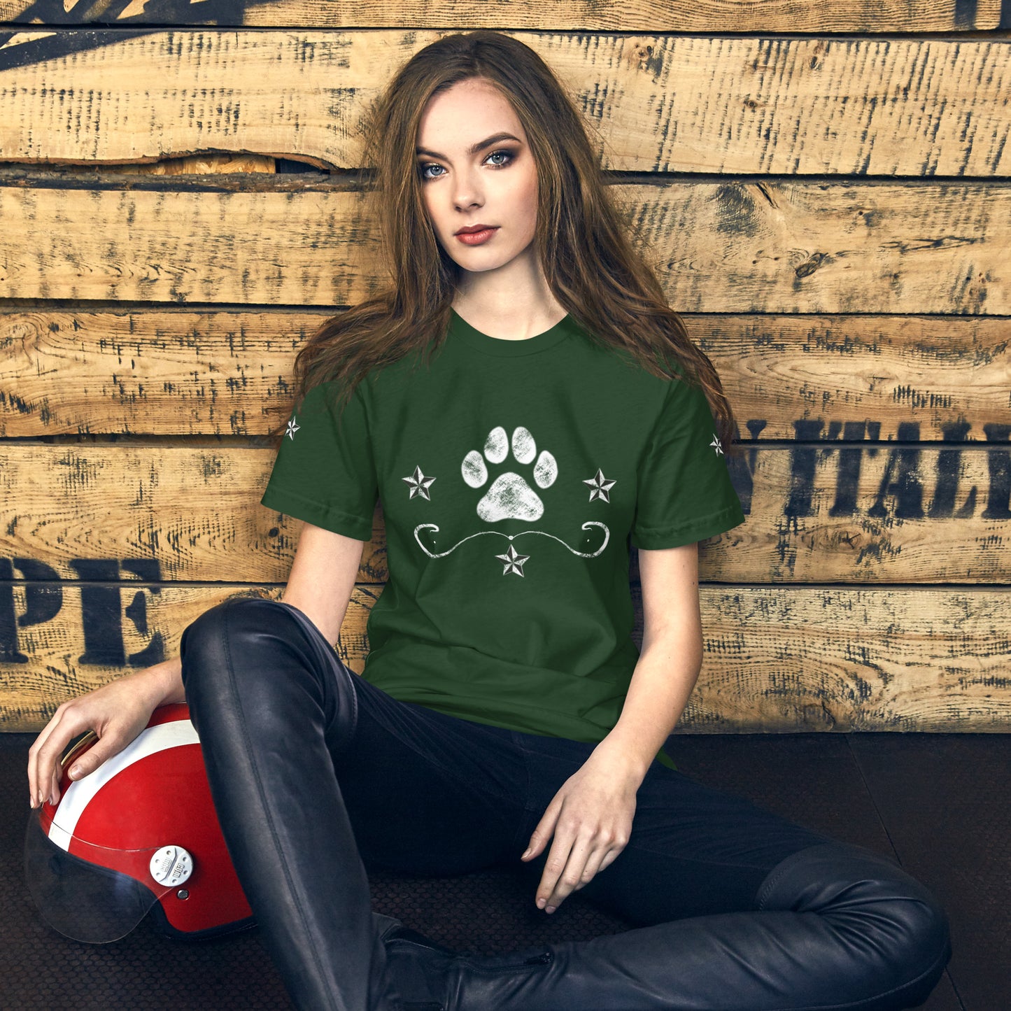 Starry Paw - Weathered Paw Print Design Unisex t-shirt