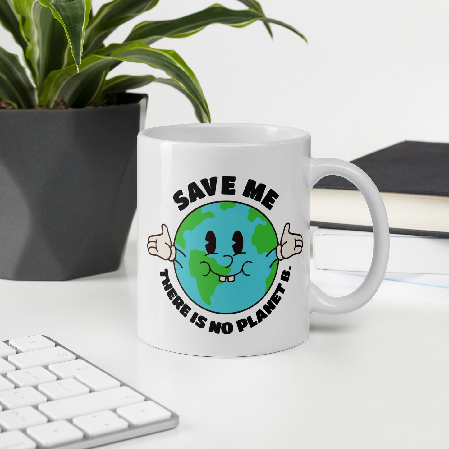 Save Me - There Is No Planet B  White glossy mug