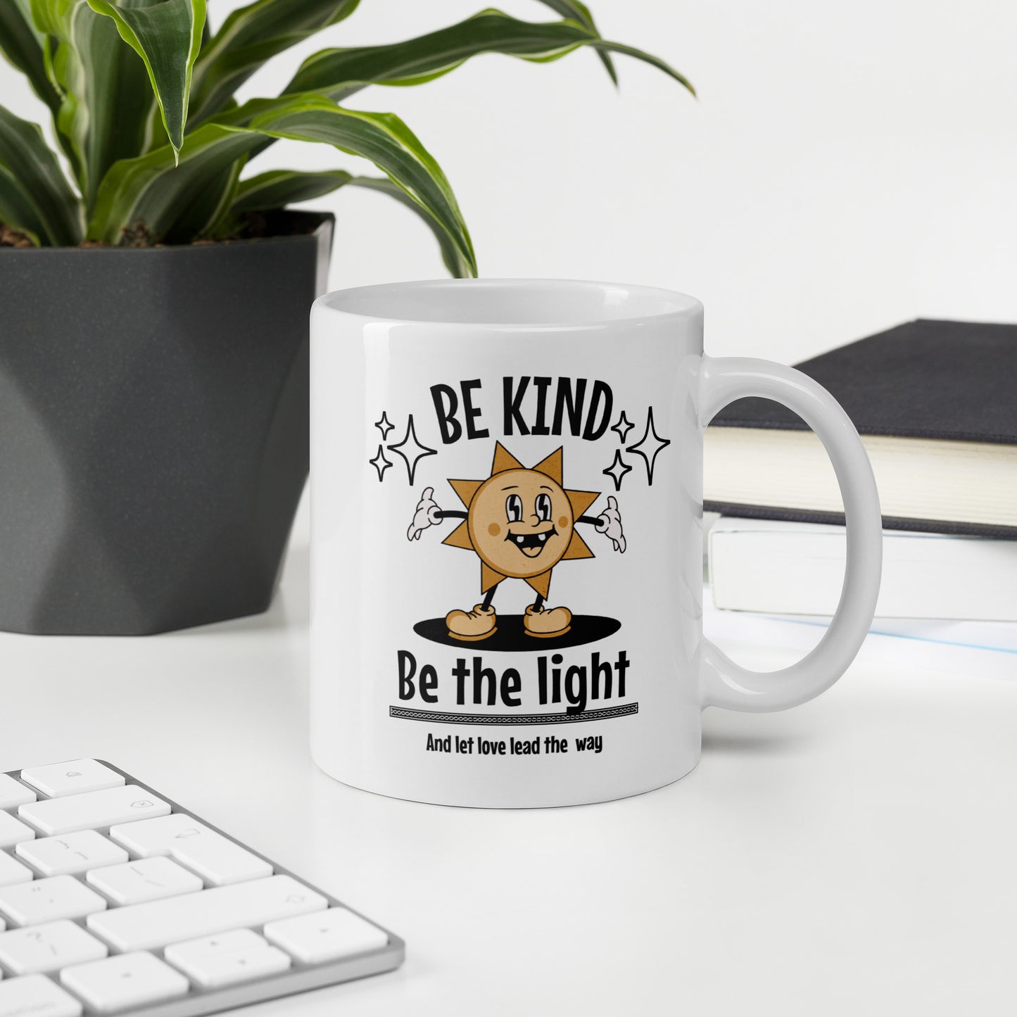 Be Kind, Be The Light - White glossy mug