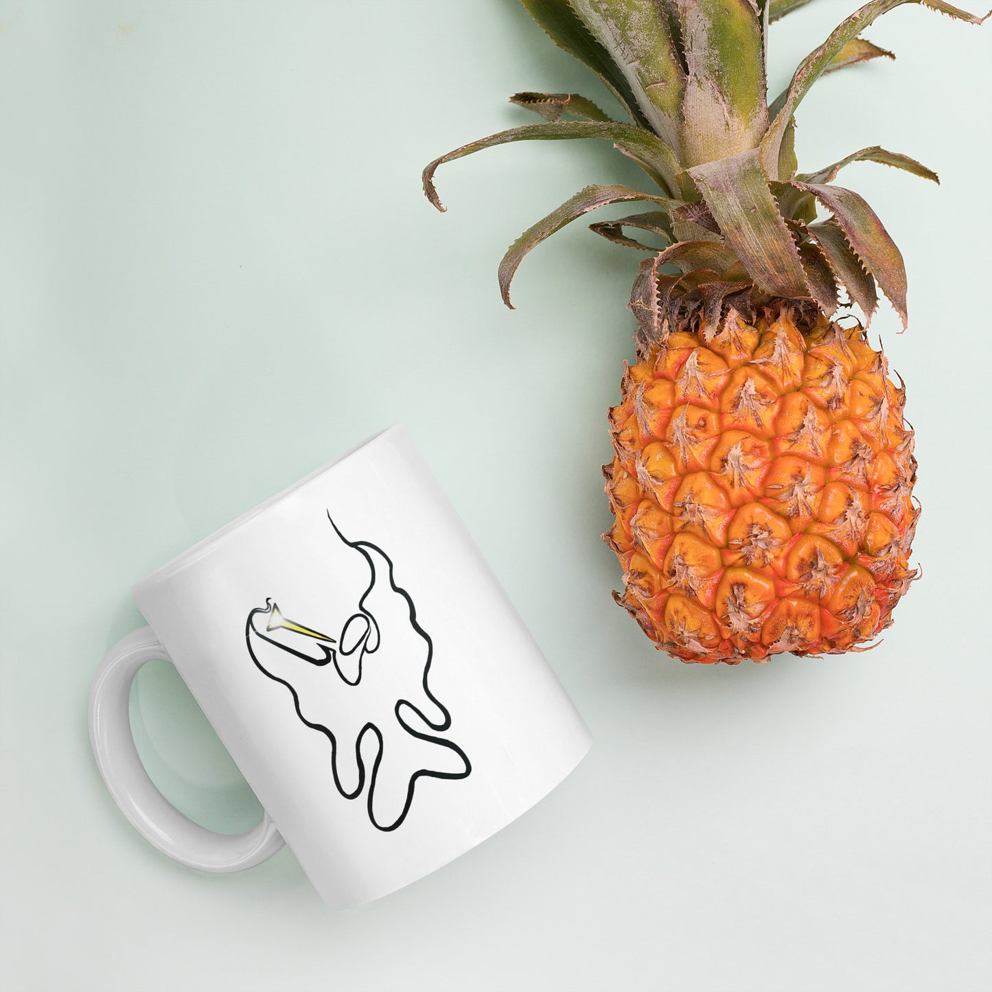 Abstract Archangel Gabriel design White glossy mug