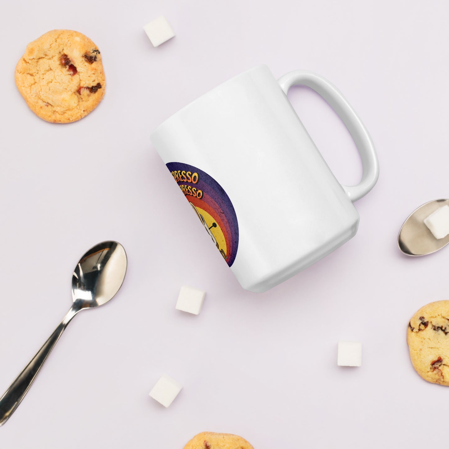 More Espresso Less Depresso White glossy mug