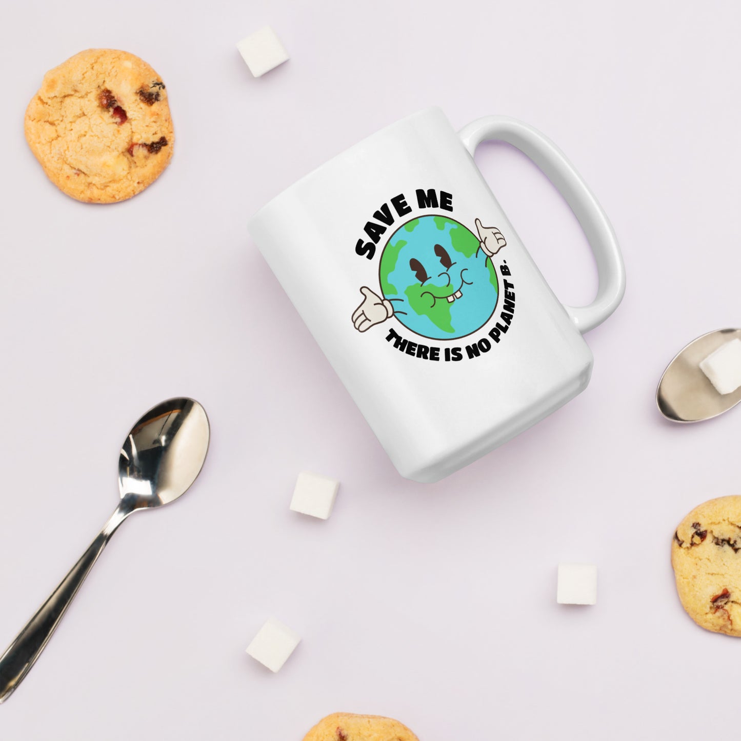 Save Me - There Is No Planet B  White glossy mug