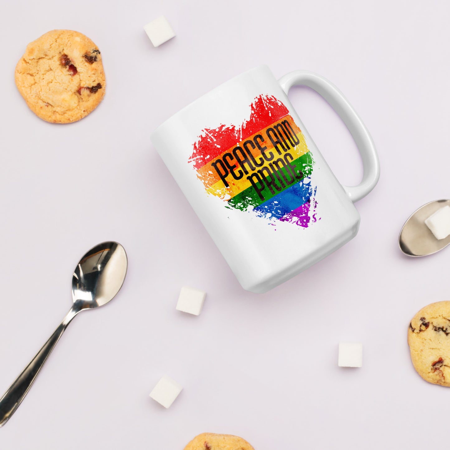 Peace And Pride - White glossy mug