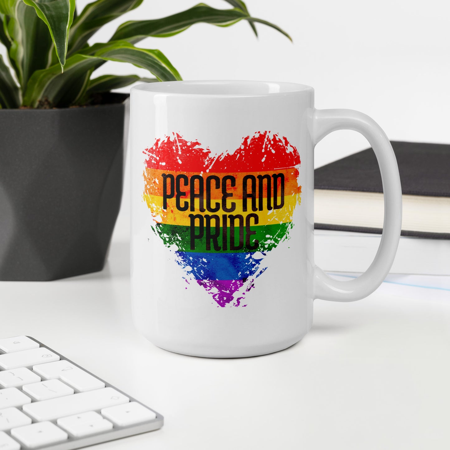 Peace And Pride - White glossy mug