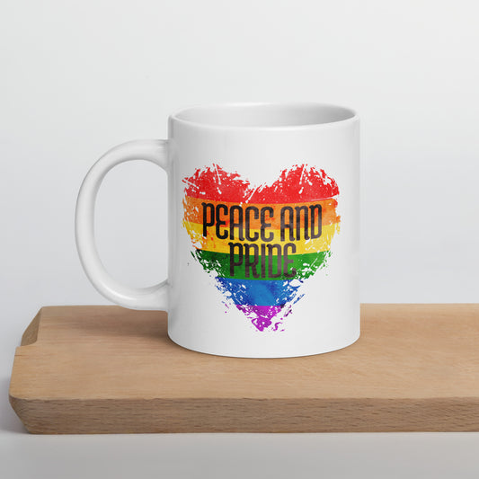 Peace And Pride - White glossy mug