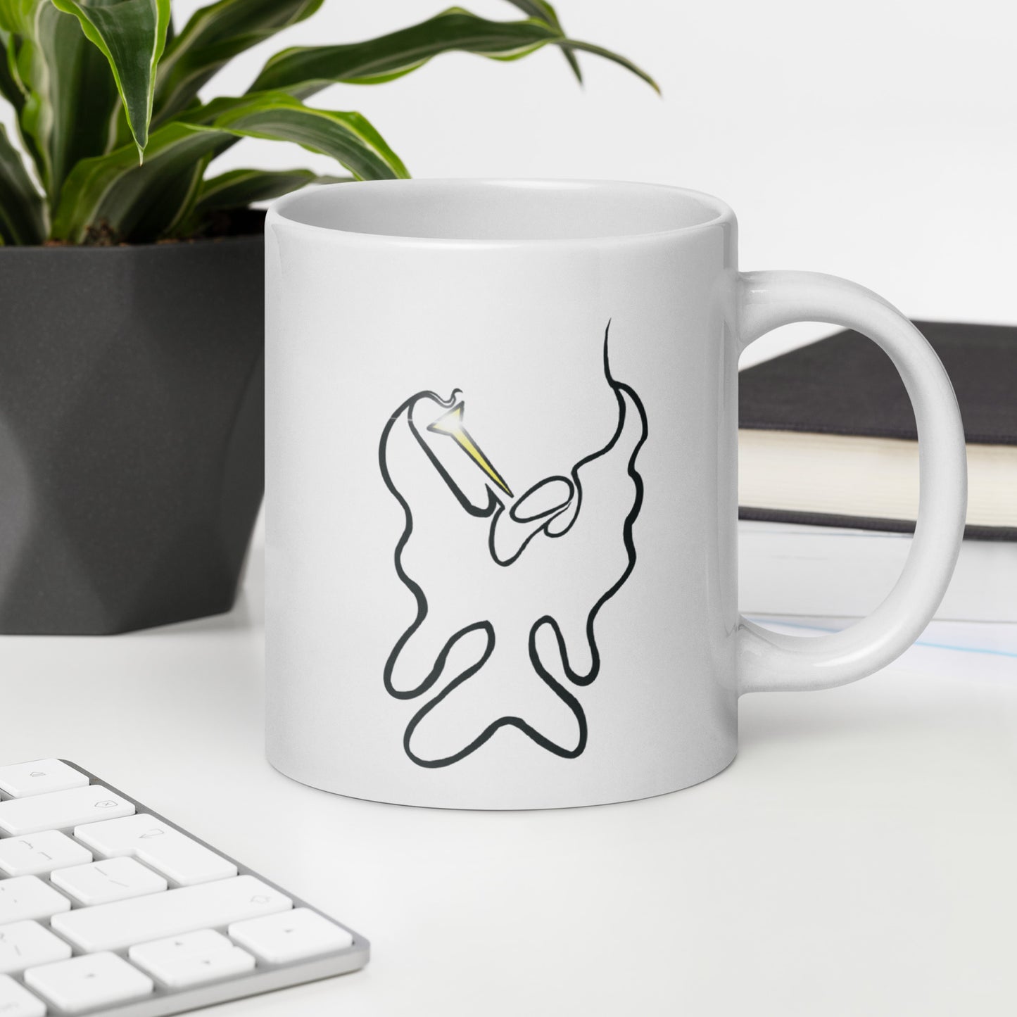 Abstract Archangel Gabriel design White glossy mug
