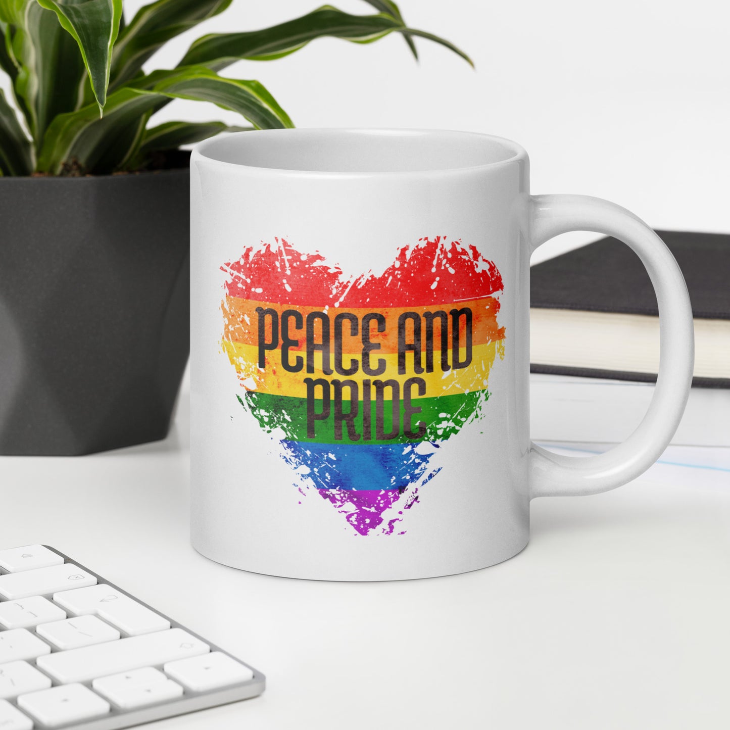 Peace And Pride - White glossy mug