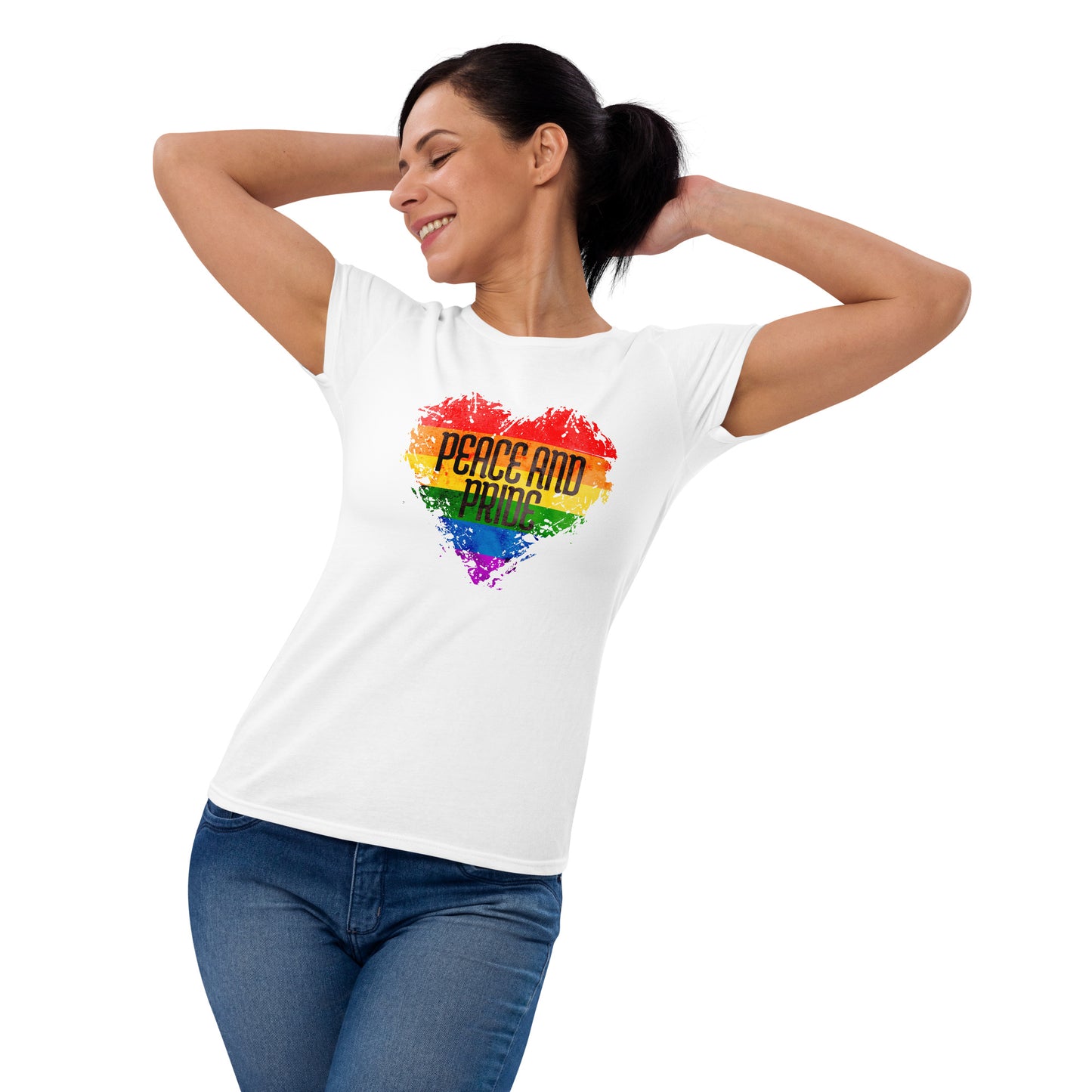 Peace And Pride: Rainbow Heart Women's short sleeve t-shirt
