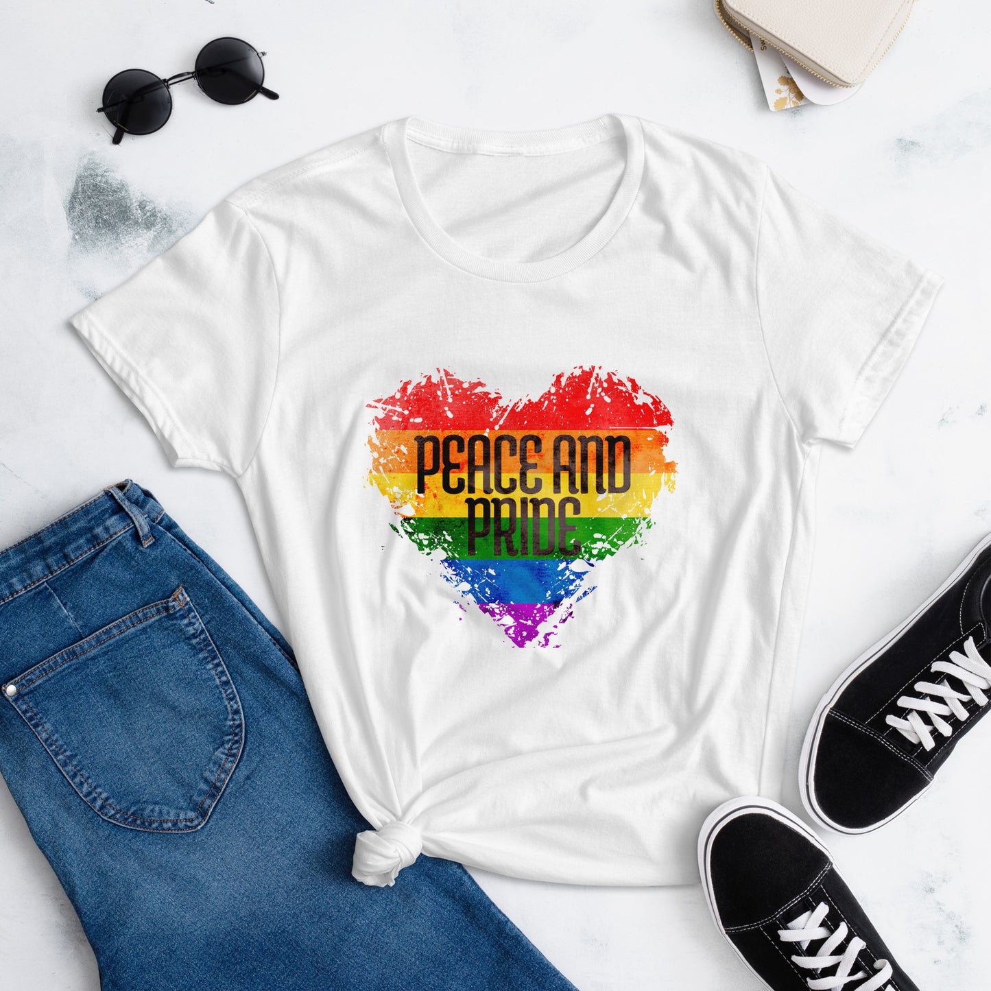 Peace And Pride: Rainbow Heart Women's short sleeve t-shirt